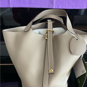 Designer inspired Etoupe Clemence Picotin Lock 18 Gold Inspird leather bag